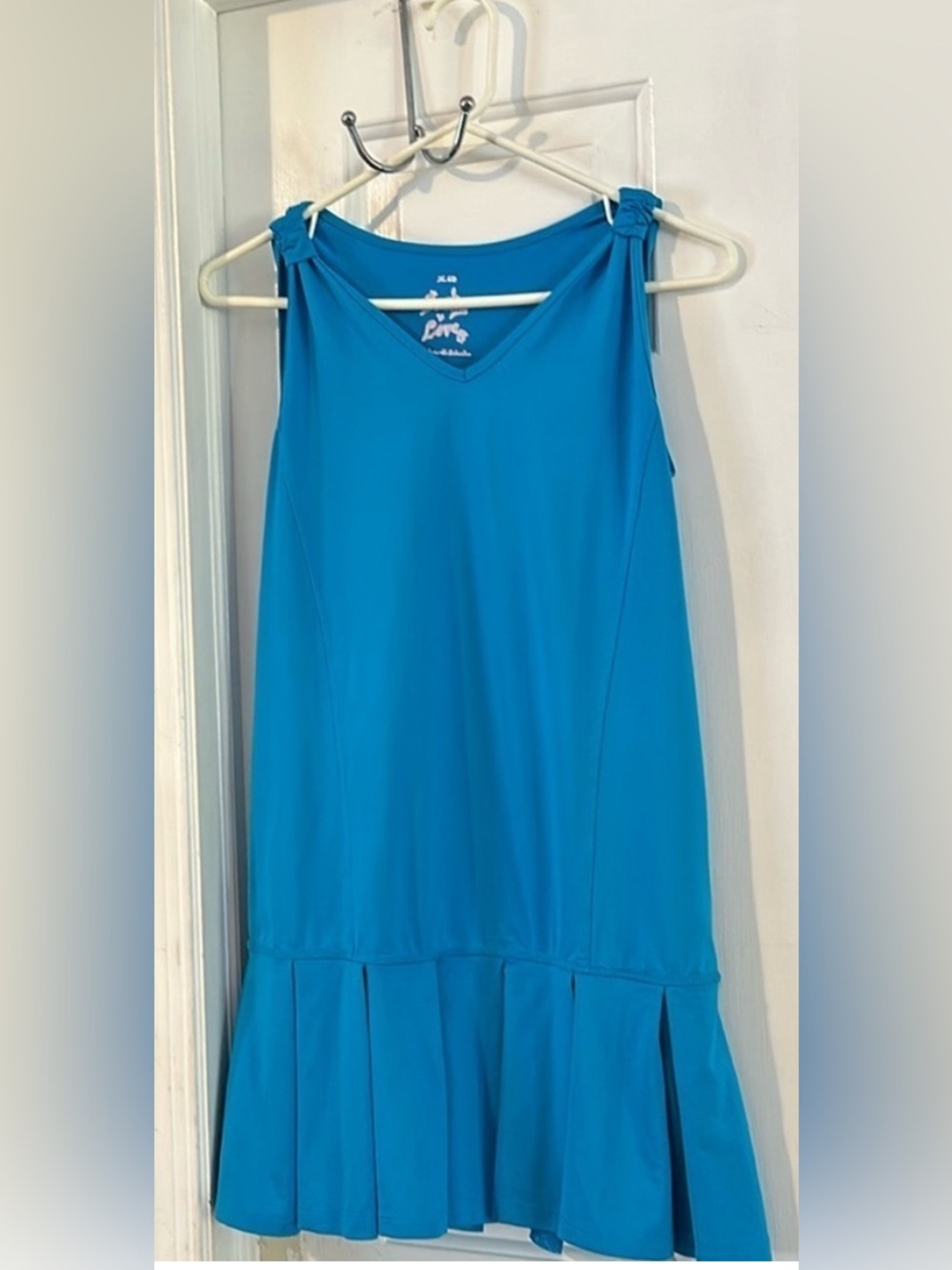 Girls Junior Lucky in Love Blue Polyester & Lycra Ruffle Tennis Dress Size XL 16
